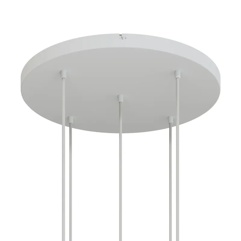 Round aluminum Ceiling canopy Ø 50 cm with bracket and grounding Cord, with 5 front holes - Matte White Pagamento Sicuro