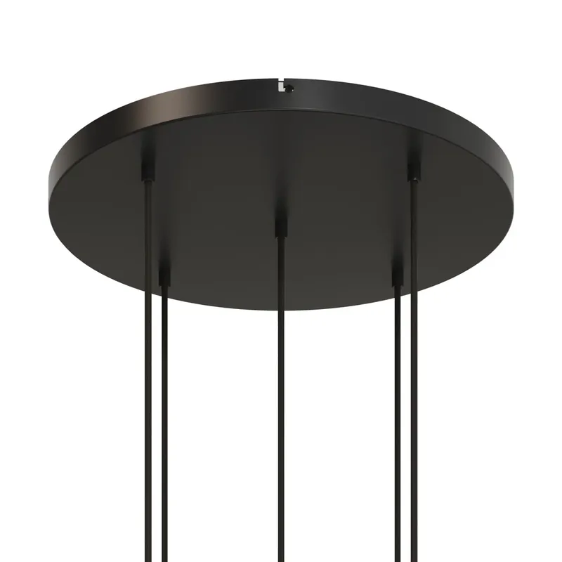 Ordina Subito Round aluminum Ceiling canopy Ø 50 cm with bracket and grounding Cord, with 5 front holes - Black