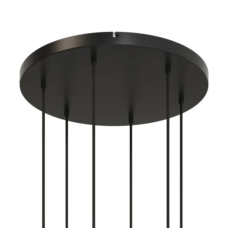 Promozione Round aluminum ceiling canopy Ø 50 cm with bracket and grounding cord, with 6 front holes - Black