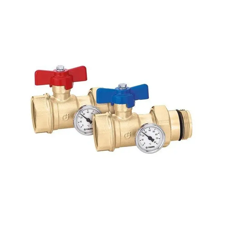 Spedizione Espresso Paire de vannes à tournant sphérique avec thermomètre Caleffi 391 S1
