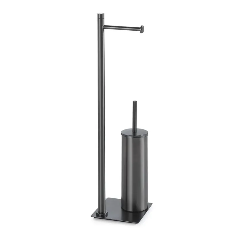 Spedito Oggi Piantana portarotolo e portascopino gun metal Silene