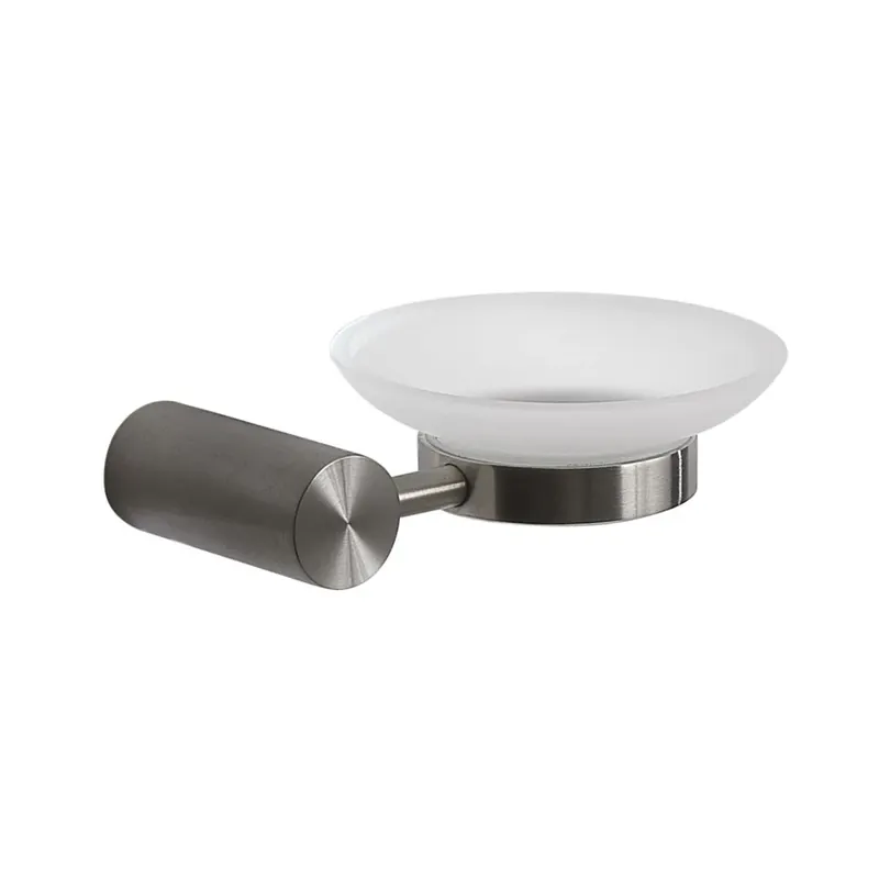 Consegna Rapida Portasapone da muro in acciaio inox e vetro satinato gun metal Aloe