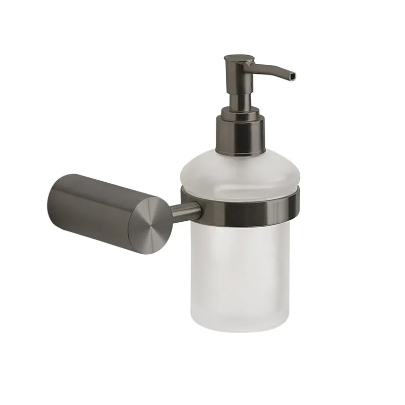 Dispenser sapone da muro in acciaio inox e vetro satinato gun metal Ande Economico