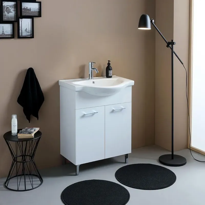 Ultimissimo Modello Mobile bagno a terra 65 cm bianco export con lavabo in ceramica Rimini