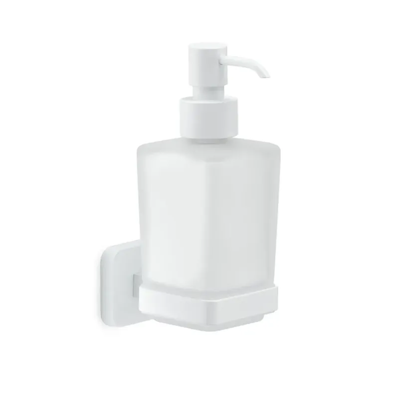 Dispenser sapone da muro bianco opaco in acciaio inox e vetro satinato Tahiti A Buon Prezzo