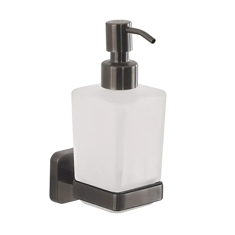 Quantità Limitata Dispenser sapone da muro gun metal in acciaio inox e vetro satinato Tahiti
