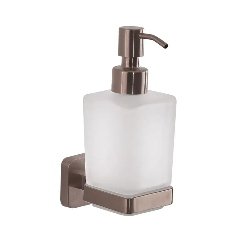 Subito Disponibile Dispenser sapone da muro oro rosa in acciaio inox e vetro satinato Tahiti