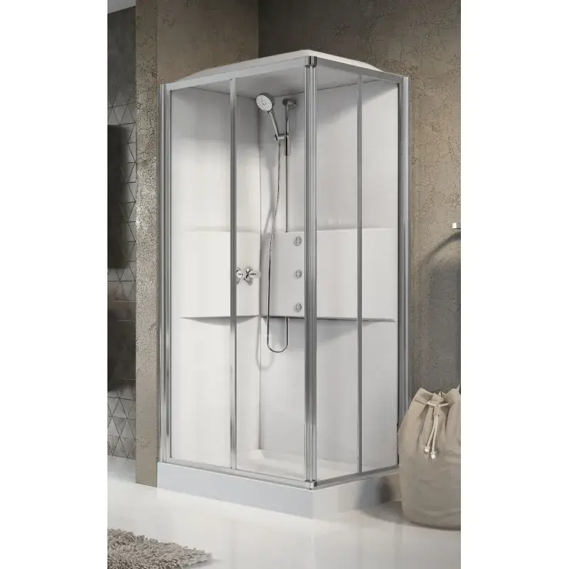 Super Prezzo Cabine douche d‘angle multifonction 100 x 80 version hydromassage 2 portes coulissantes Novellini Media 2.0 A ME2A100T1F-1AB