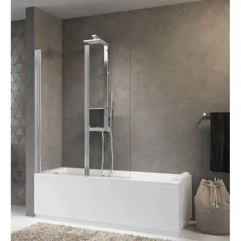 Pare-baignoire en verre de 120 cm avec 2 portes pliantes à l‘intérieur Novellini Aurora 2 A Buon Prezzo