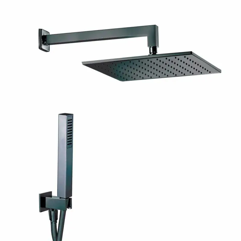 Novità Ensemble de douche carré en laiton noir mat avec pomme de douche 20 x 20 Damast Estro 15409