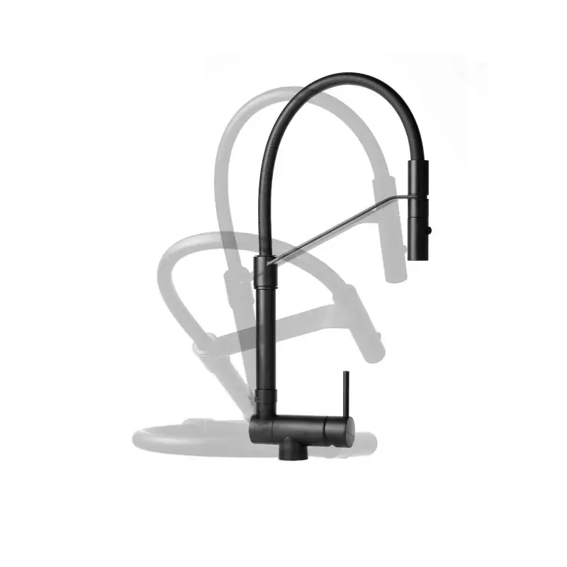 Mélangeur d‘évier de cuisine bec rabattable noir mat Gattoni Rubinetterie 6015065NO Consegna Rapida