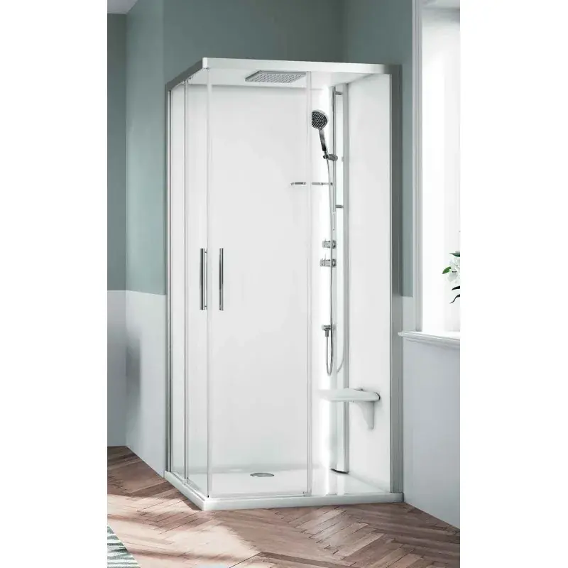 Promozione Cabine de douche multifonction 80 x 80 modèle standard avec 2 portes coulissantes Novellini Glax 1 A G21A80TF-1BB