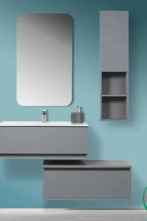 Affare Composition de salle de bain suspendue séparée 90 cm gris Feridras Pastello 803003