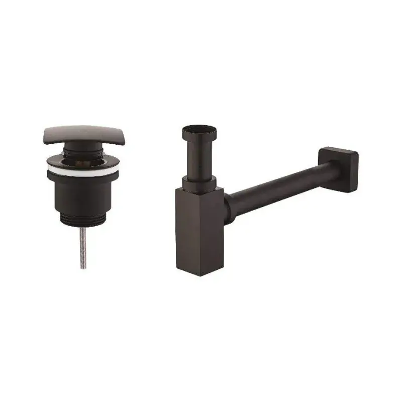 Subito Disponibile Ensemble de salle de bain carré avec siphon et drain noir mat Piralla KITSCAQ1