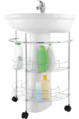A Buon Prezzo Chariot lavabo à 2 étagères en acier chromé Feridras 151015-B