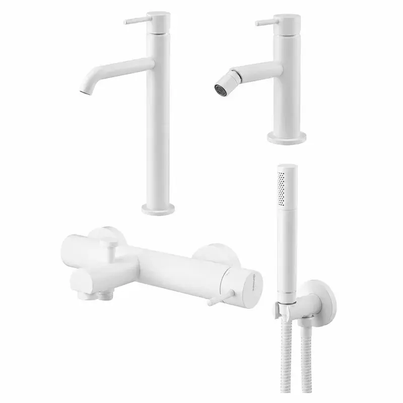 Ensemble mitigeur lavabo haut, mitigeur bidet et kit baignoire en blanc mat Gattoni Easy KITEASYBO8 Prezzo Basso