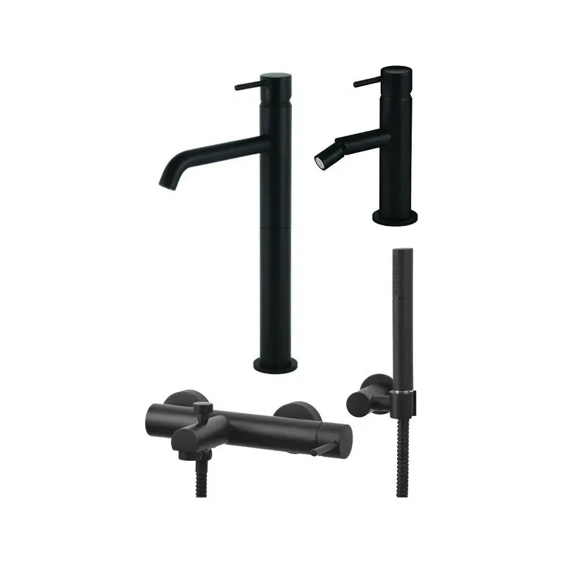 Esclusivo Ensemble mitigeur lavabo haut, mitigeur bidet et kit baignoire en noir mat Gattoni Easy KITEASYNO8
