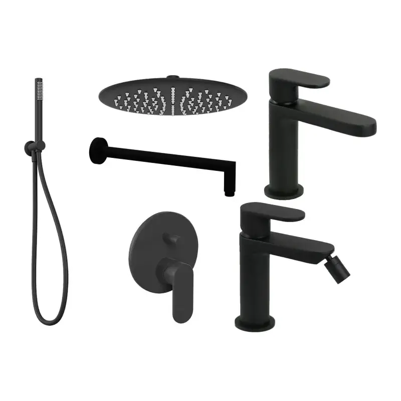 Composition de salle de bain avec kit de douche noir mat Ercos Versilia KITVERSILIA4NO Offerta Limitata