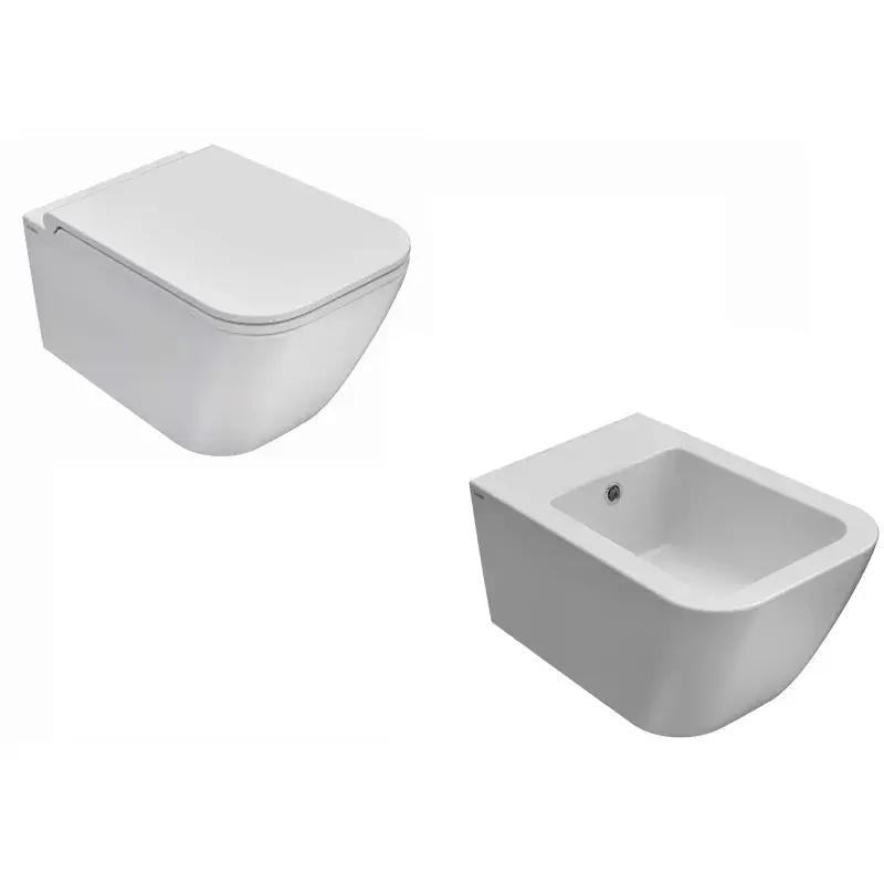 Paire de sanitaires 52x36 cm avec installation suspendue Globo Stone KITSTONE1BI Spedito Oggi