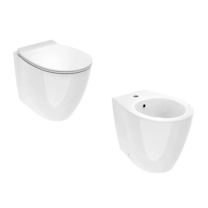 Affare Paire de sanitaires au sol en blanc brillant d‘une profondeur de 52 cm Ercos Kite KITKITEBI1