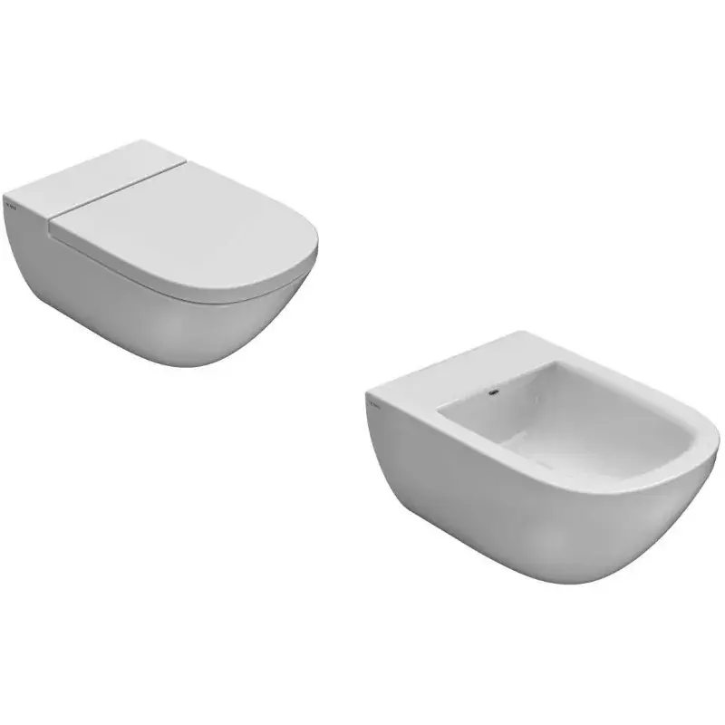 Offerta Speciale Kit WC et bidet suspendu 58x37 cm avec siège à fermeture amortie Globo Stockholm KITSTOCK1BI
