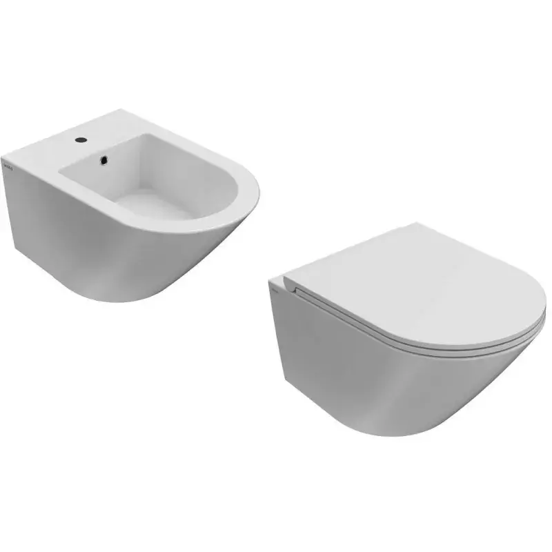 Kit bidet suspendu et wc sans rebord 52x36 cm blanc brillant Globo Forty3 KITFORTY4BI Must-Have