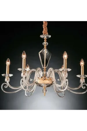 Economico Lampadario in cristallo oro classico 6 luci Design Swarovsky Lilly