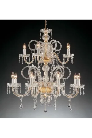 Lampadario in cristallo oro classico 12 luci Design Swarovsky 1301 Pagamento Sicuro
