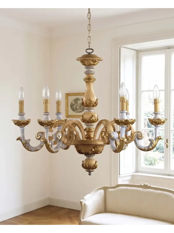 Sconto Lampadario classico in legno 6 luci Esse 710/6