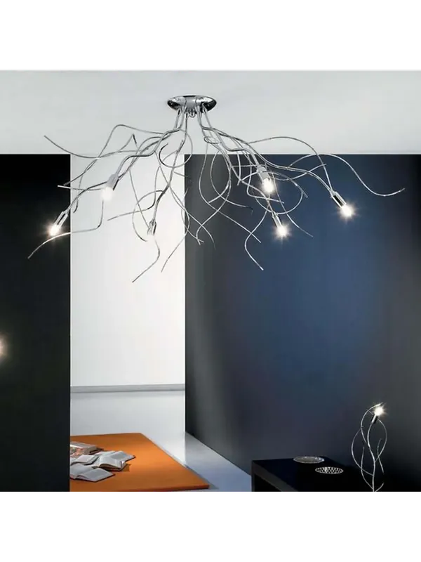 Plafoniera moderna rami cromati 6 luci DP046 Sconto
