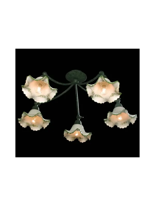 Plafoniera ceramica e ferro battuto 5 luci BGA 1111 Prezzo Scontato
