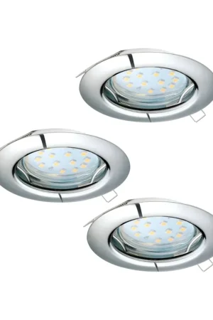 3pz faretto moderno ad incasso a led cromato GL1517 Sconto