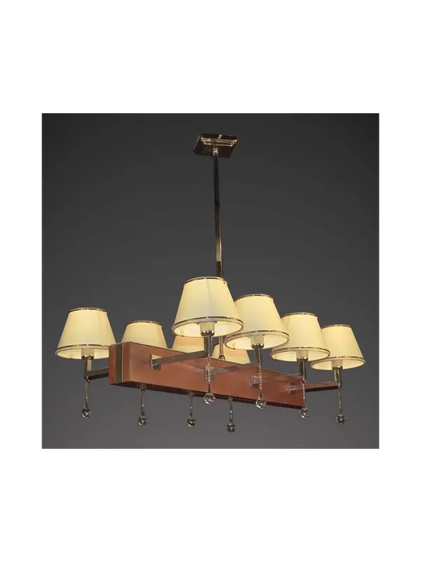 Offerta Lampadario rustico legno e cristalli 8 luci BGA 1702