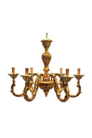 Lampadario classico in legno foglia oro-argento 6 luci Dbs 250/6G Reso Gratuito