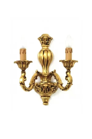 Applique classico in legno foglia oro 2 luci Dbs 250/A2 Offerta Lampo
