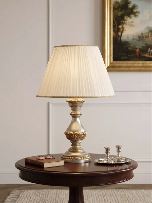 Lume grande classico in legno foglia argento-oro 1 luce Esse 32/bg Ultima Occasione