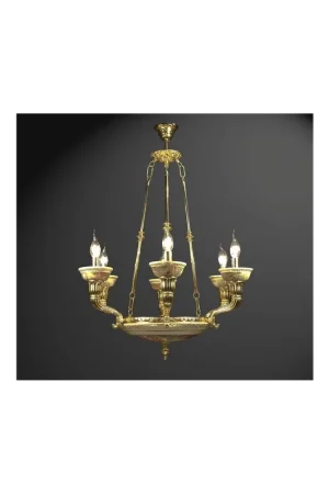 Affare Lampadario in ottone e ceramica 6 luci BGA 1324