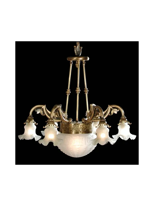 Esclusivo Lampadario in ottone classico 7 luci BGA 1099