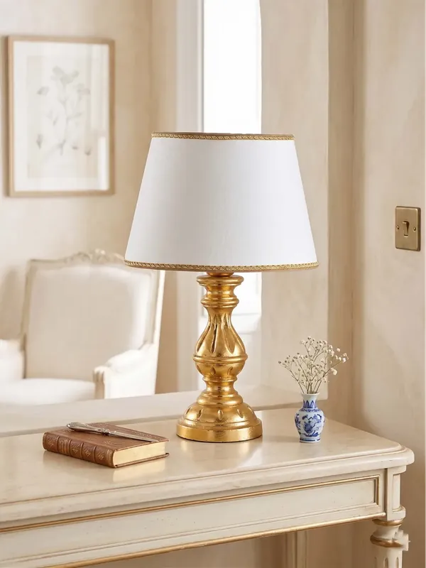 Subito Disponibile Lumetto classico in legno foglia oro 1 luce Esse 640/bp