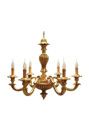Ordina Subito Lampadario classico in legno foglia oro-avorio 6 luci Dbs 700/6G