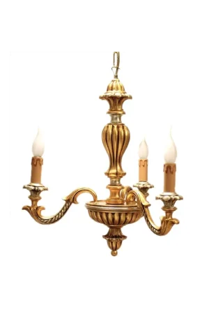 Lampadario classico in legno foglia oro-argento 3 luci Dbs 700/3P Novità