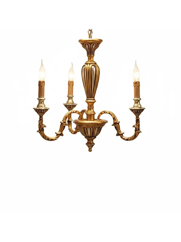 Reso Gratuito Lampadario classico in legno foglia oro-argento 3 luci Dbs 500/3P