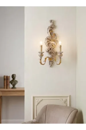 Applique classico in legno foglia argento-oro 2 luci Esse 92/2ASX Più Venduto