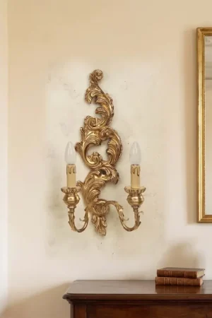 Applique classico in legno foglia oro 2 luci Esse 92/2ADX Consegna Rapida