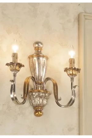 Acquista Ora Applique classico in legno foglia argento-oro 2 luci Esse 750/2A