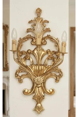 Compra Oggi Stesso Applique classico in legno foglia oro 3 luci Esse 90/3A