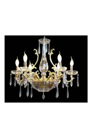 Affare Lampadario in cristallo e fusione di ottone 6 luci BGA 1410