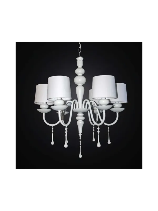 Offerta Lampo Lampadario contemporaneo in legno e metallo bianco 6 luci BGA 2515/6