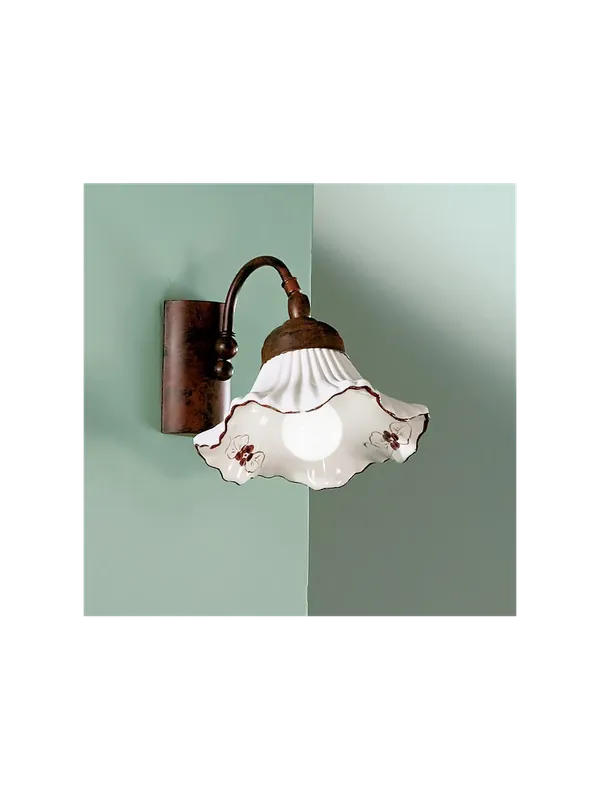 A Buon Prezzo Applique rustico in ceramica bianca-marrone 1 luce DP161