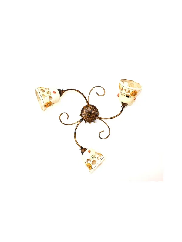 Compra Adesso Plafoniera rustica ferro battuto con ceramica 3 luci Sofia